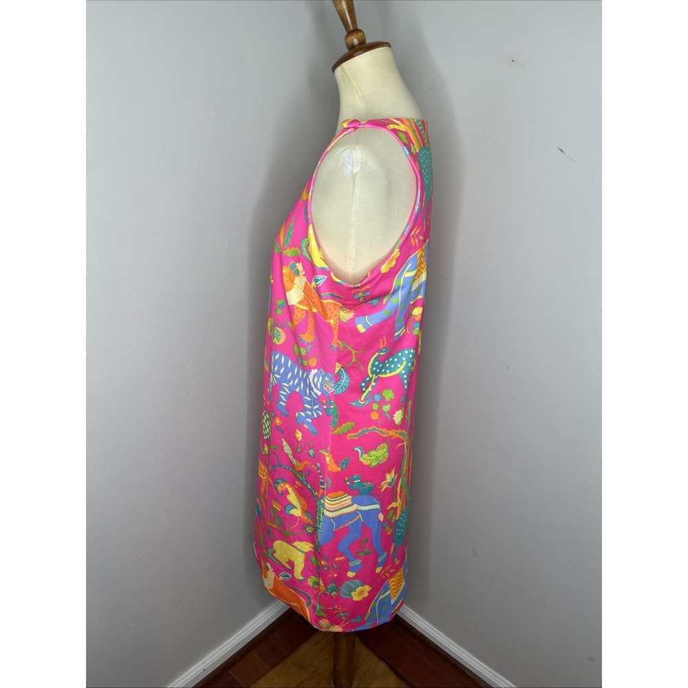 Gretchen Scott Sleeveless Pink Animal Stretch Shift Dress Medium M Built in Bra - Picture 2 of 8